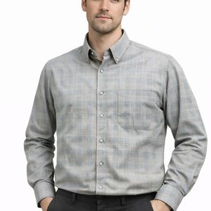 Vintage Viyella Men's Gray Plaid Button Down Shirt - made in Canada